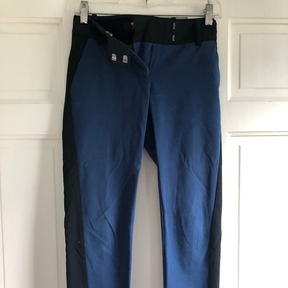 Stretch Extensible Navy Blue & Black Ankle Pants